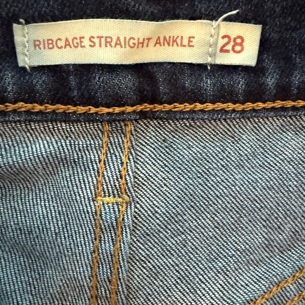 Levi’s Ribcage Straight Ankle Jeans Women’s 28 Dark Wash High Rise Button Fly - Picture 7 of 7